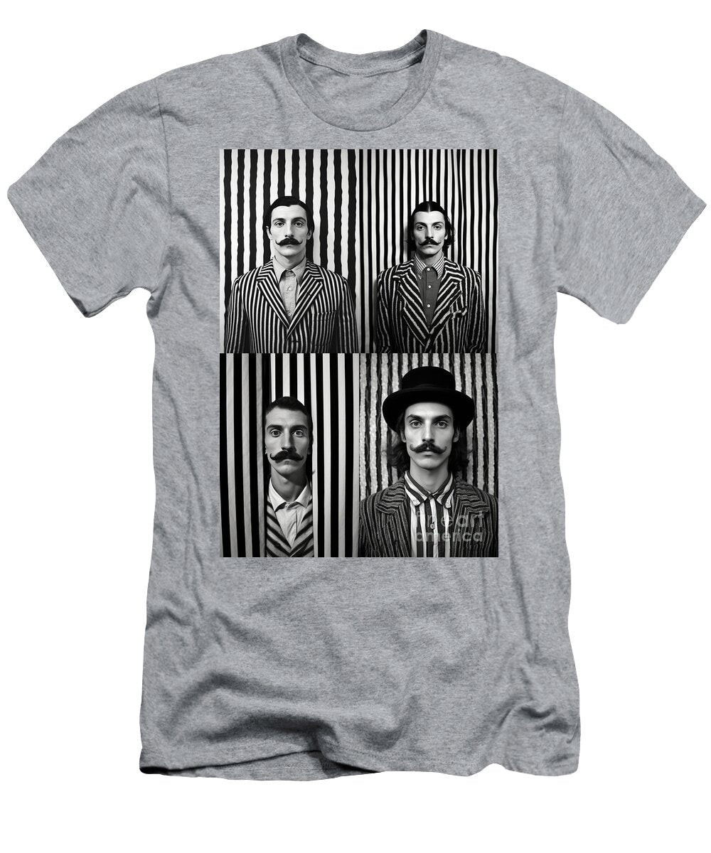 A Black and White Image of a Man with a Moustac Eba D E B Eedbf Artistic Rifki T-Shirt