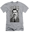 A Black and White Image of a Man with a Moustac Ebfd C F Baa Aeeeef Artistic Rifki T-Shirt