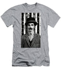 A Black and White Image of a Man with a Moustac Ece DC Aeeb Artistic Rifki T-Shirt