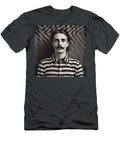 A Black and White Image of a Man with a Moustac Eeddb Facb B Bac Ebf Artistic Rifki T-Shirt