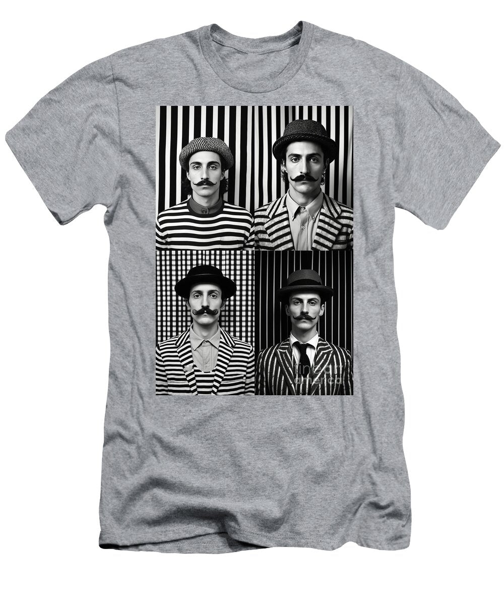 A Black and White Image of a Man with a Moustac Fb D E E Ce Artistic Rifki T-Shirt