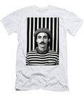 A Black and White Image of a Man with a Moustac Fece DC E Bbd Ceadb Artistic Rifki T-Shirt