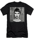 A Black and White Image of a Woman in the Styl Ca Efa Bb Acc Dfff Artistic Rifki T-Shirt