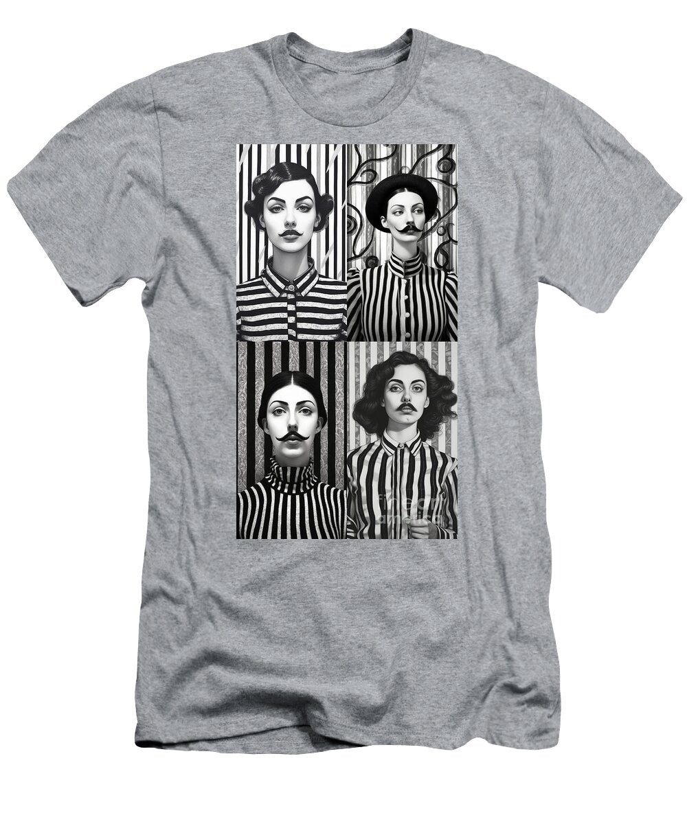 A Black and White Image of a Woman with a Moust Bdfc a Daf Artistic Rifki T-Shirt