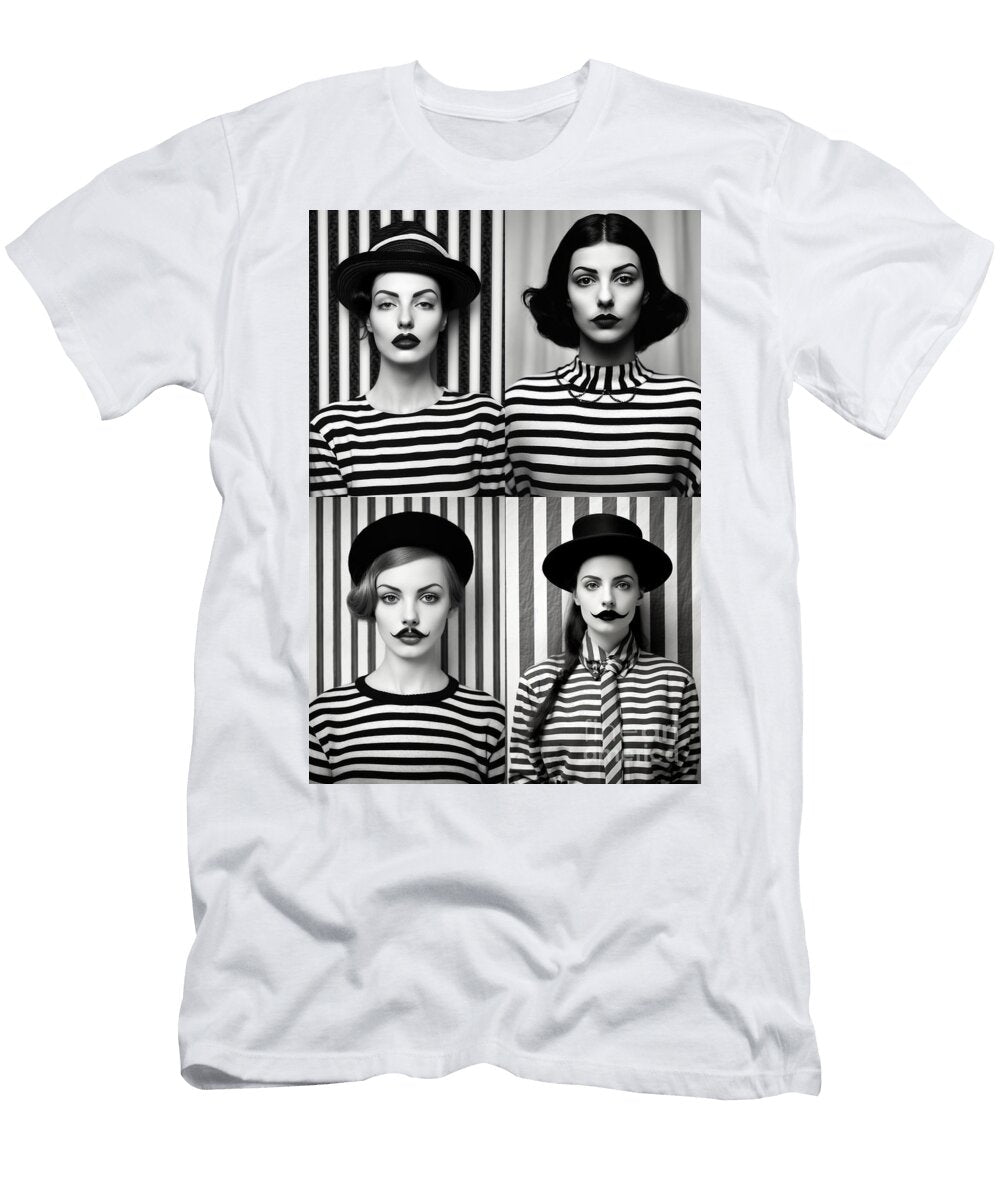 A Black and White Image of a Woman with a Moust Dbbcc Adad Be Artistic Rifki T-Shirt