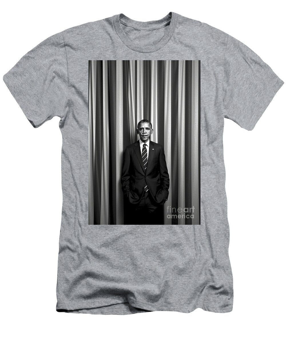 A Black and White Image of Barack Obama in the Cbba B Db Aabeaca Artistic Rifki T-Shirt