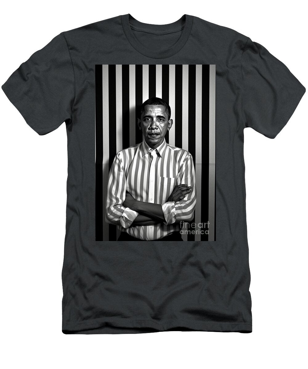 A Black and White Image of Barack Obama in the Eab B D Eaaafb Artistic Rifki T-Shirt