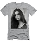 A Black and White Photo of a Woman with Long Ha Aa Fbe Cffde Artistic Rifki T-Shirt