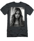 A Black and White Photo of a Woman with Long Ha Bbac Daac Bc Fa Defbc Artistic Rifki T-Shirt