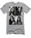 A Black and White Photo of a Woman with Long Ha C Ffc C a Feab Artistic Rifki T-Shirt