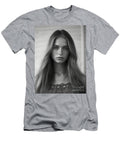 A Black and White Photo of a Woman with Long Ha Cc Bef Fbba Artistic Rifki T-Shirt