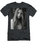 A Black and White Photo of a Woman with Long Ha Ec B Ad Dbeecf Artistic Rifki T-Shirt