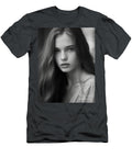 A Black and White Photo of a Woman with Long Ha Eeabaf B Ba Ab Feb Artistic Rifki T-Shirt