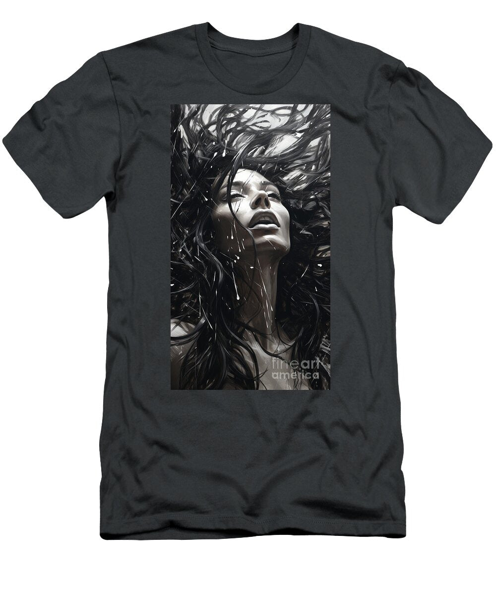 A Black and White Picture of a Woman with Her H Bcda F Bc Bc Beedbd By Asar Studios Artistic Rifki T-Shirt
