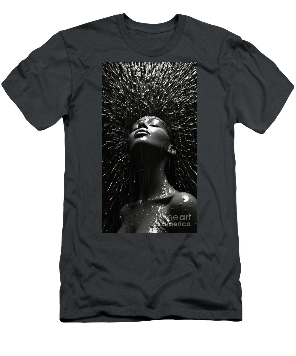 A Black and White Picture of a Woman with Her H Caf De Ead Ec Adfa By Asar Studios Artistic Rifki T-Shirt