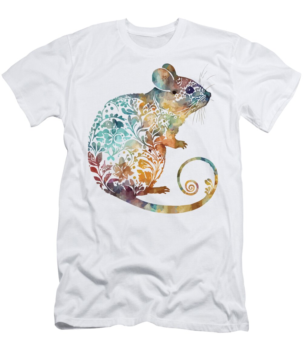 A Bohemian Patterned Mouse Watercolor Boho Animals G Van Rooyen T-Shirt