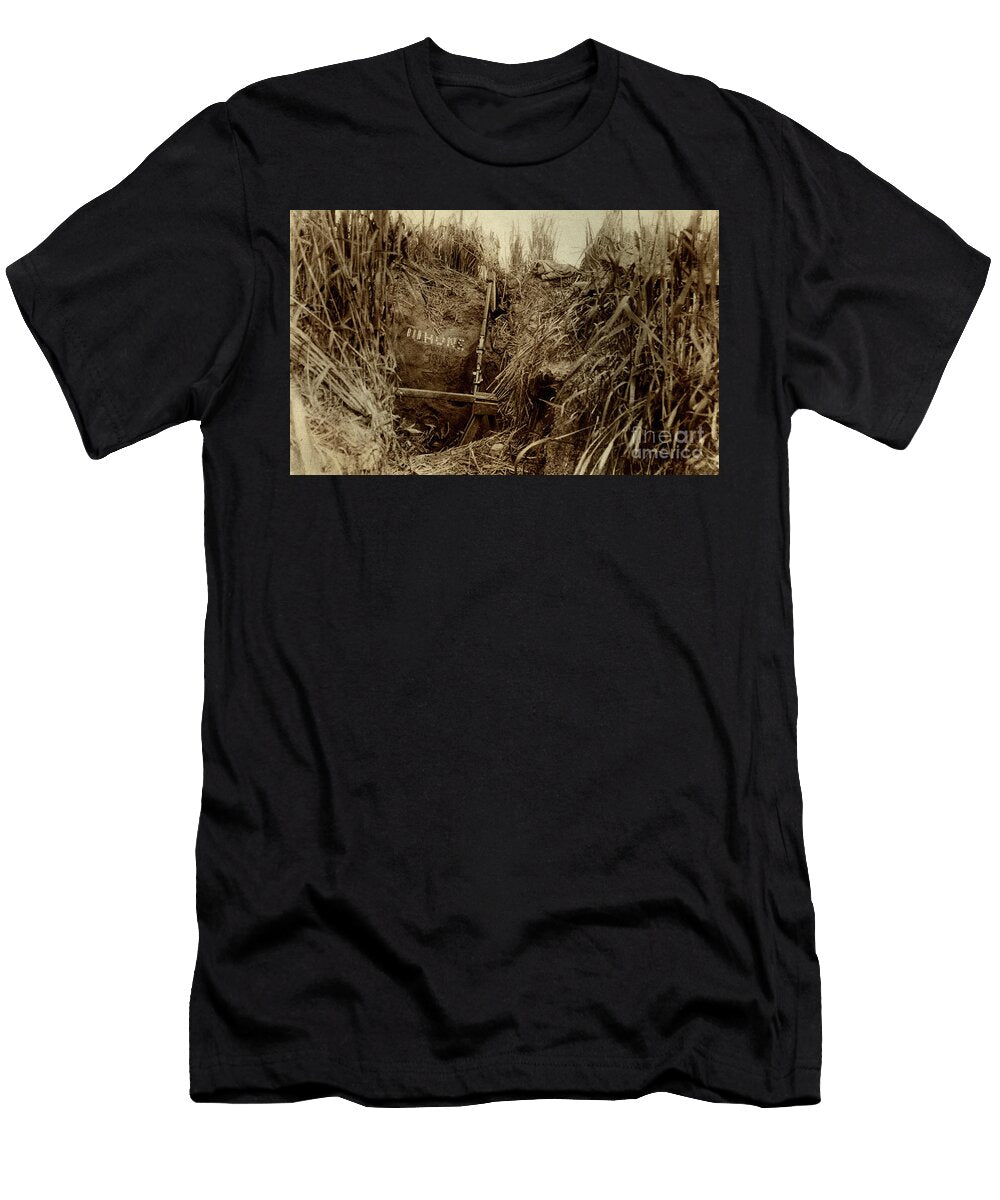 A British Snipers Lair in a Corn Field Showing Their Tally of Enemy Kills 1915 Photo English Photographer T-Shirt