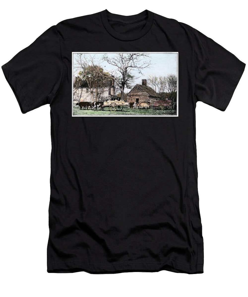 A Cart Pulled By Oxen in Front of an Old New Jersey Farmhouse 1800 American School T-Shirt