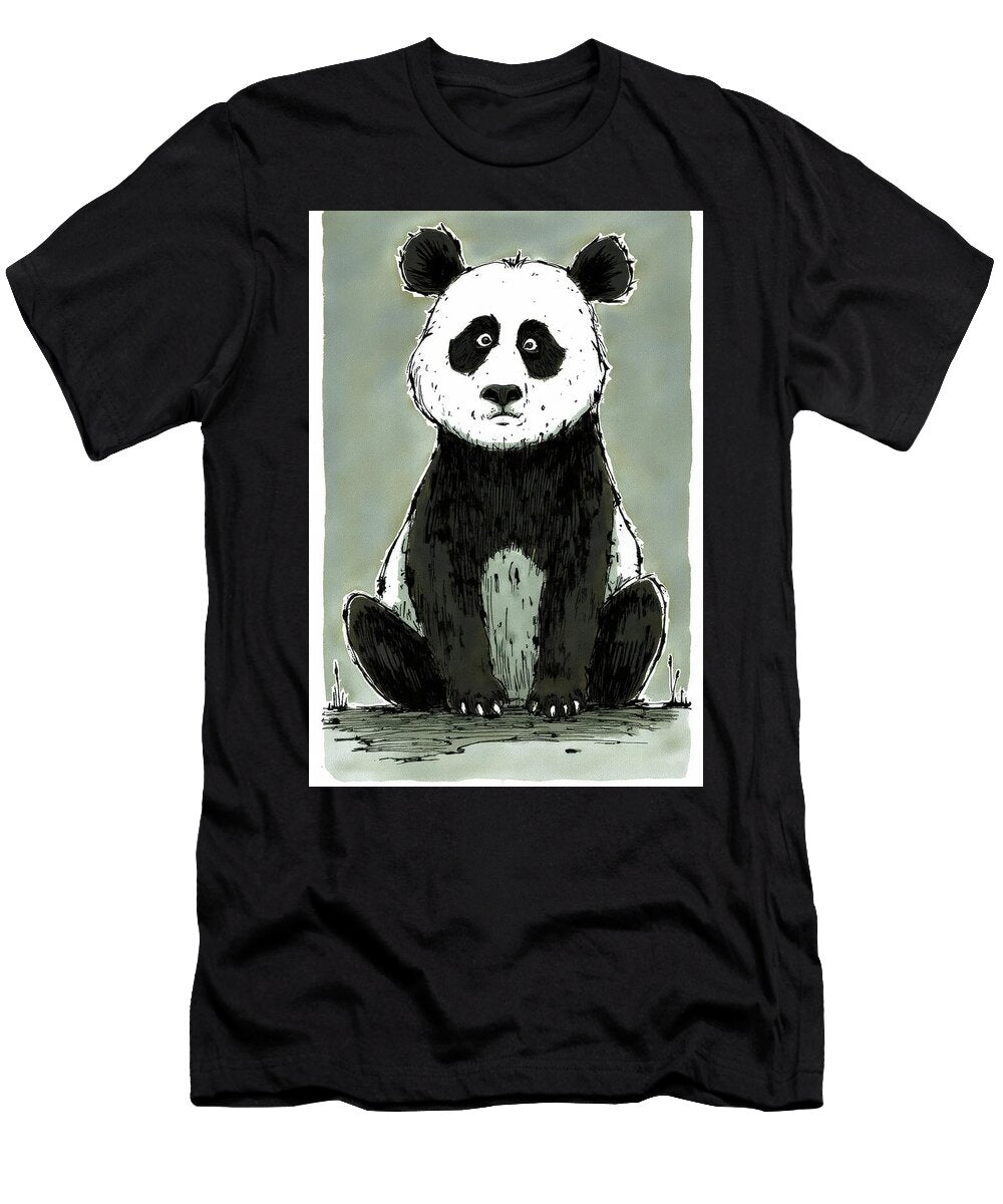 A Cute Panda Bear Sitting and Looking Forwar Wall Art Prints T-Shirt