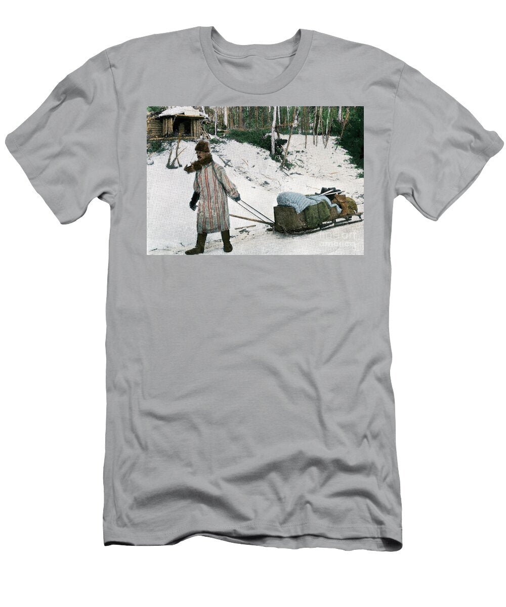 A Gold Prospector in the Klondike Canada with His Sleigh and Equipment 1898 American School T-Shirt