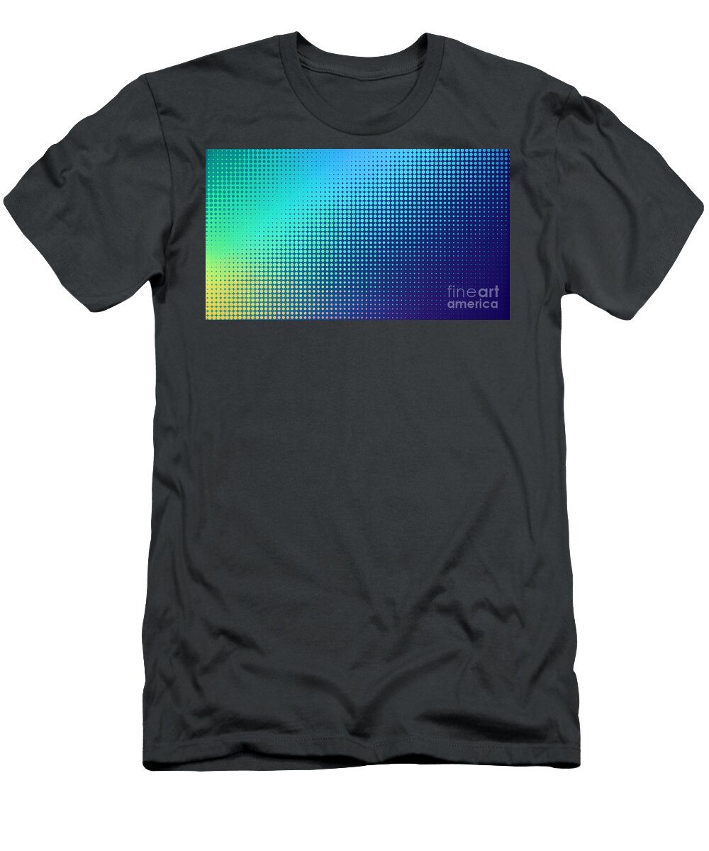 A Gradient of Blue to Yellow Dots Creates a Halftone Effect That Resembles a Digital Odon Czintos T-Shirt