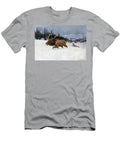 A Male Elan Pursued By a Pack of Wolves in a Snowy Landscape of North America Colour Reproduction Halftone of a Drawing By Philip Russell Goodwin 1882 1935 Early 20th Century American School T-Shirt