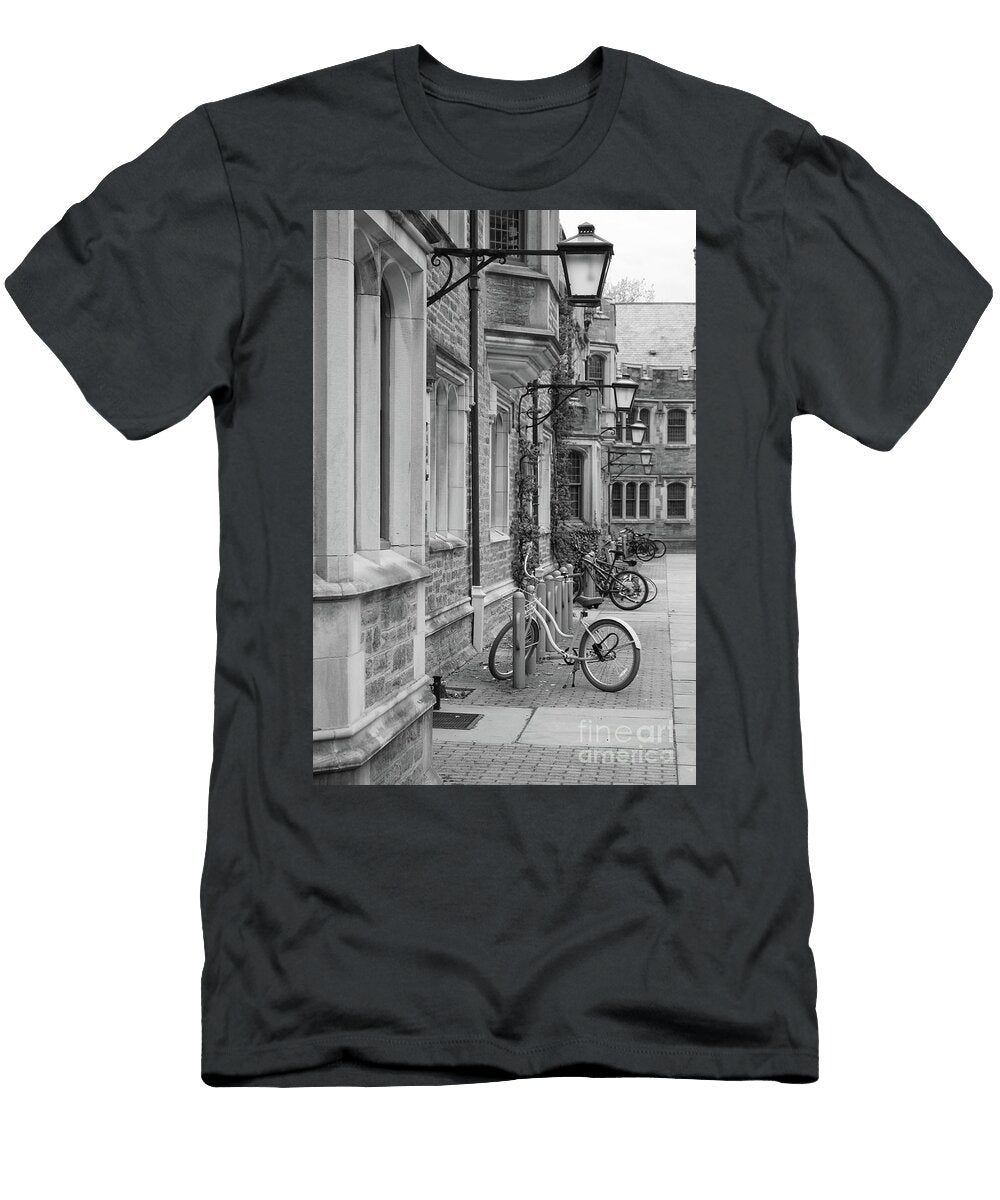 A Monochrome Look At Students Bicycles Lining Historic Princeton University Brad Knorr T-Shirt