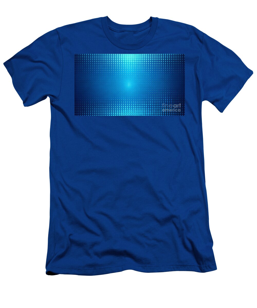 A Myriad of Blue Halftone Dots Creates a Gradient Effect Transitioning From Light to Dark Blue Odon Czintos T-Shirt