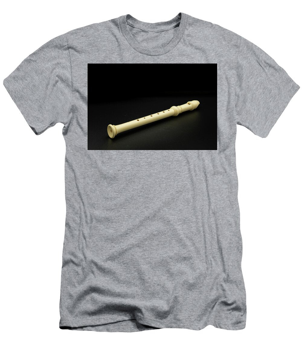 A Plastic Soprano Recorder Lying on Black Background Stefan Rotter T-Shirt
