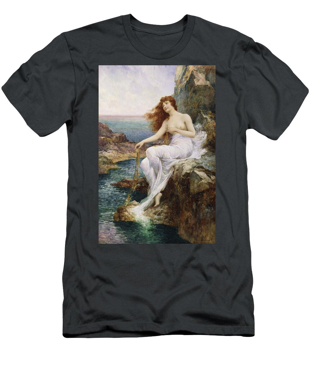 A Sea Nymph Seated on a Rock with a Ribbon of Seaweed Alfred Glendening Jr T-Shirt
