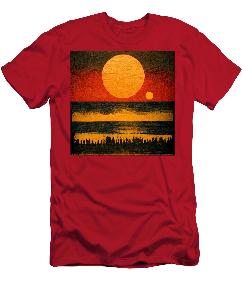 A Stencil of a Mediterranean Sun Set on the Bea 269c2779 Cac3 47bb 853f 2154cb07c71b B Celestial Images T-Shirt