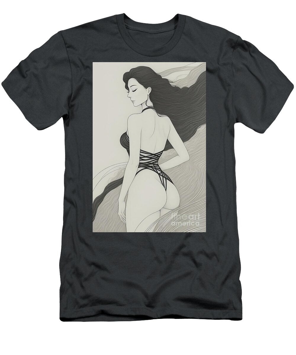 A Stylized Womans Silhouette Elegant Women Fluid Lines Collection No 01 Mounir Khalfouf T-Shirt