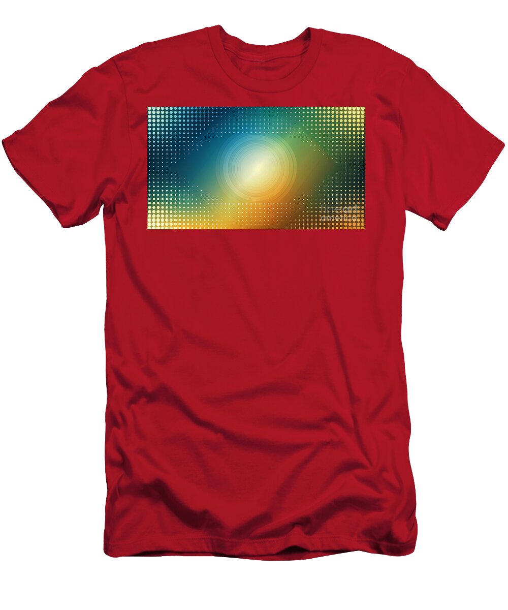 A Vibrant Gradient of Blue Green and Orange Colors Forms the Background Odon Czintos T-Shirt