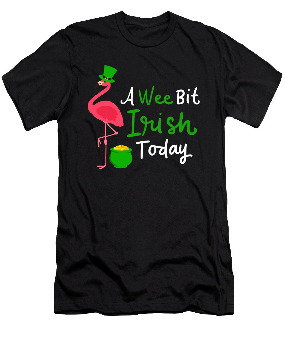 A Wee Bit Irish Today St Patricks Day Flamingo Haselshirt T-Shirt