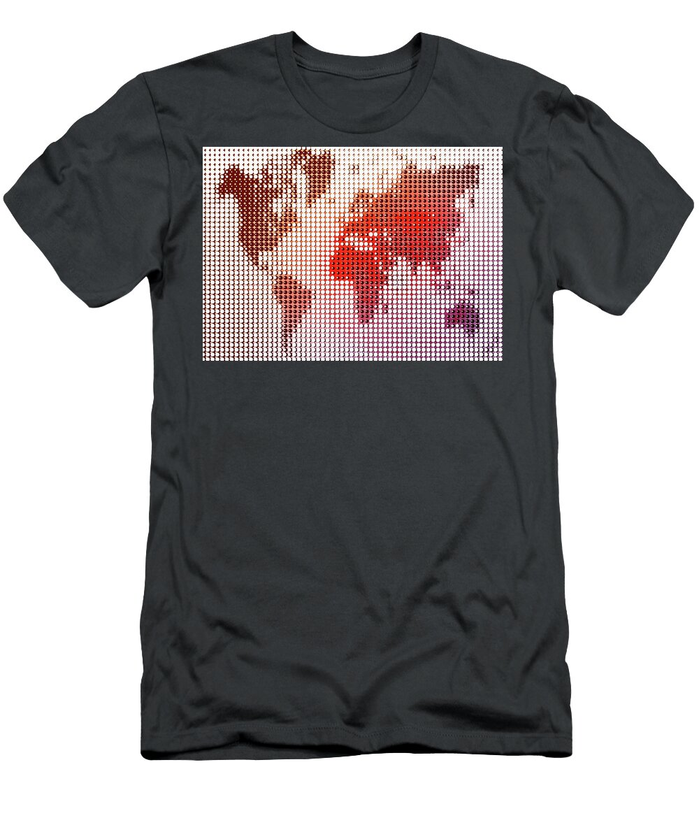 A World Map Is Represented Using a Halftone Dot Pattern Rudy Bagozzi T-Shirt
