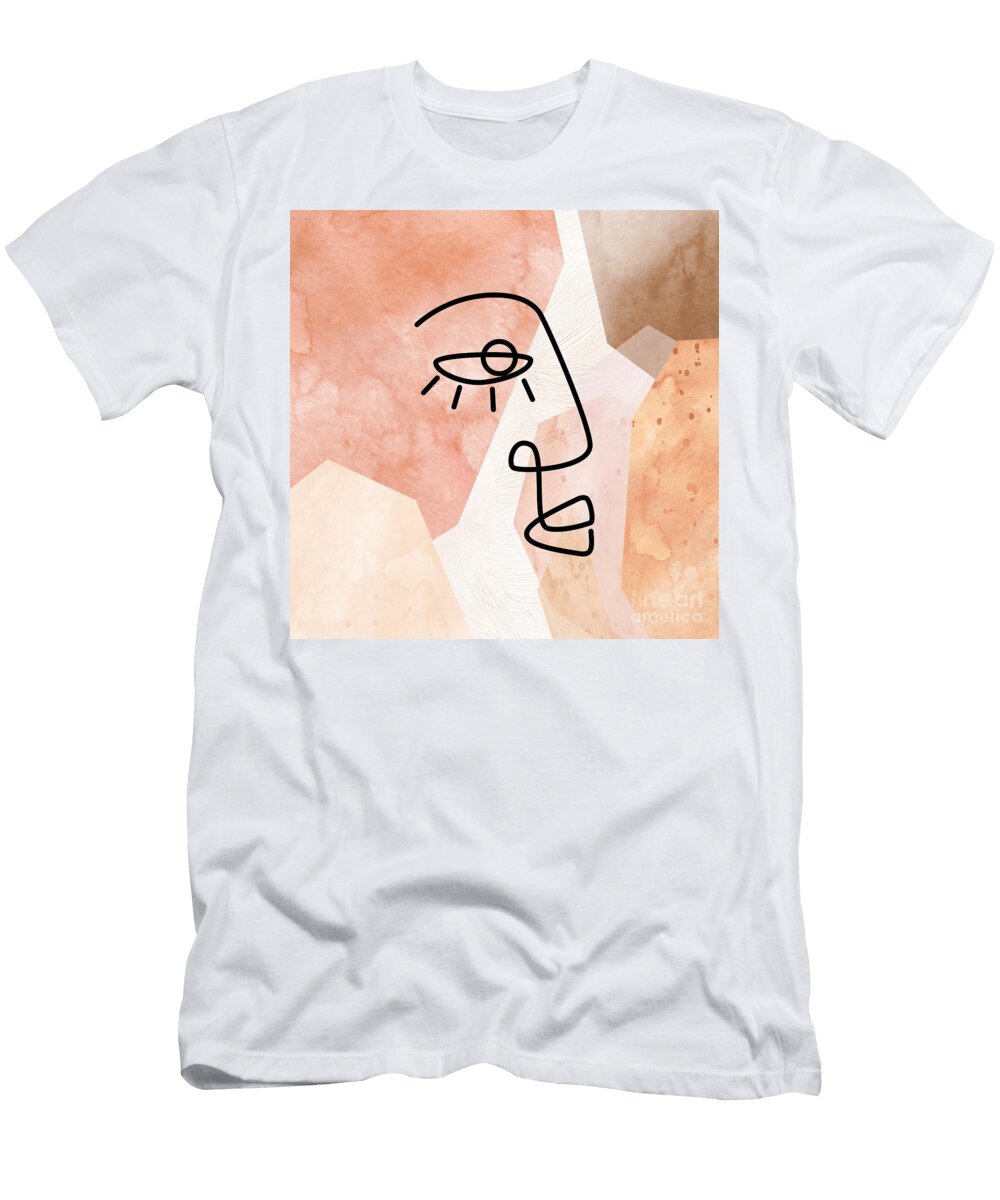 Abstract Face Line Printable Art One Line Drawing Illustration Fashion Abstract Sketch Beauty Con Lineartstudio T-Shirt