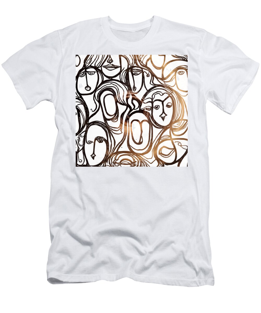 Abstract Faces Drawing Mounir Khalfouf T-Shirt