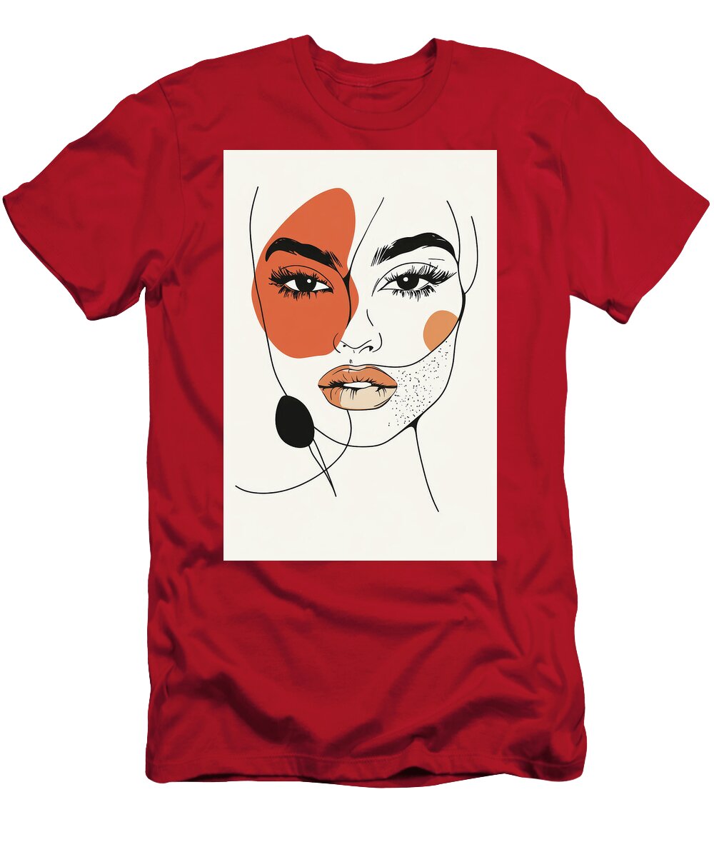 Abstract Line Art Portrait of a Woman Felix Broennimann T-Shirt