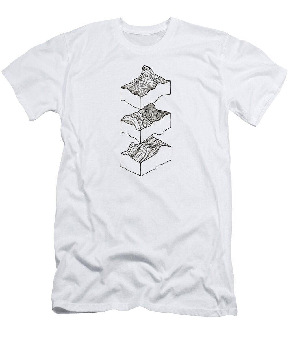 Abstract Linework Mountain Sound Fishy Tan T-Shirt