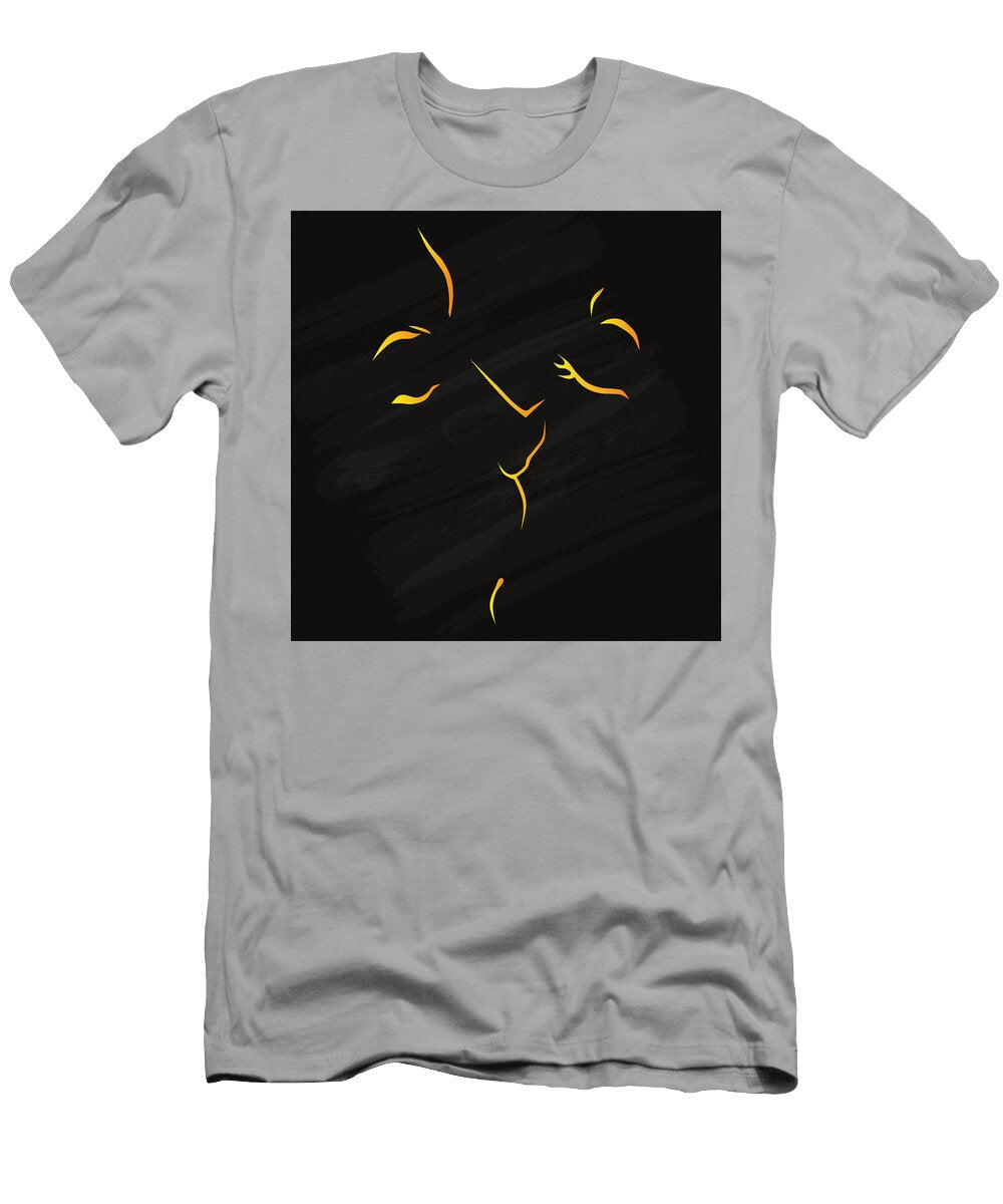 Abstract Love Line Art Couple Kiss Wall Art Line Drawing Minimal Face Sketch Face Outline Print Mounir Khalfouf T-Shirt