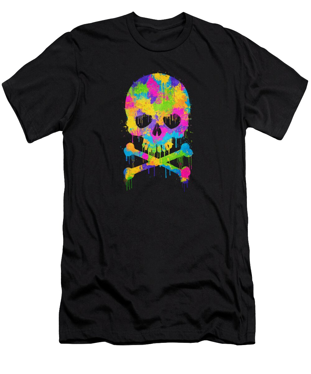 Abstract Trendy Graffiti Watercolor Skull Philipp Rietz T-Shirt