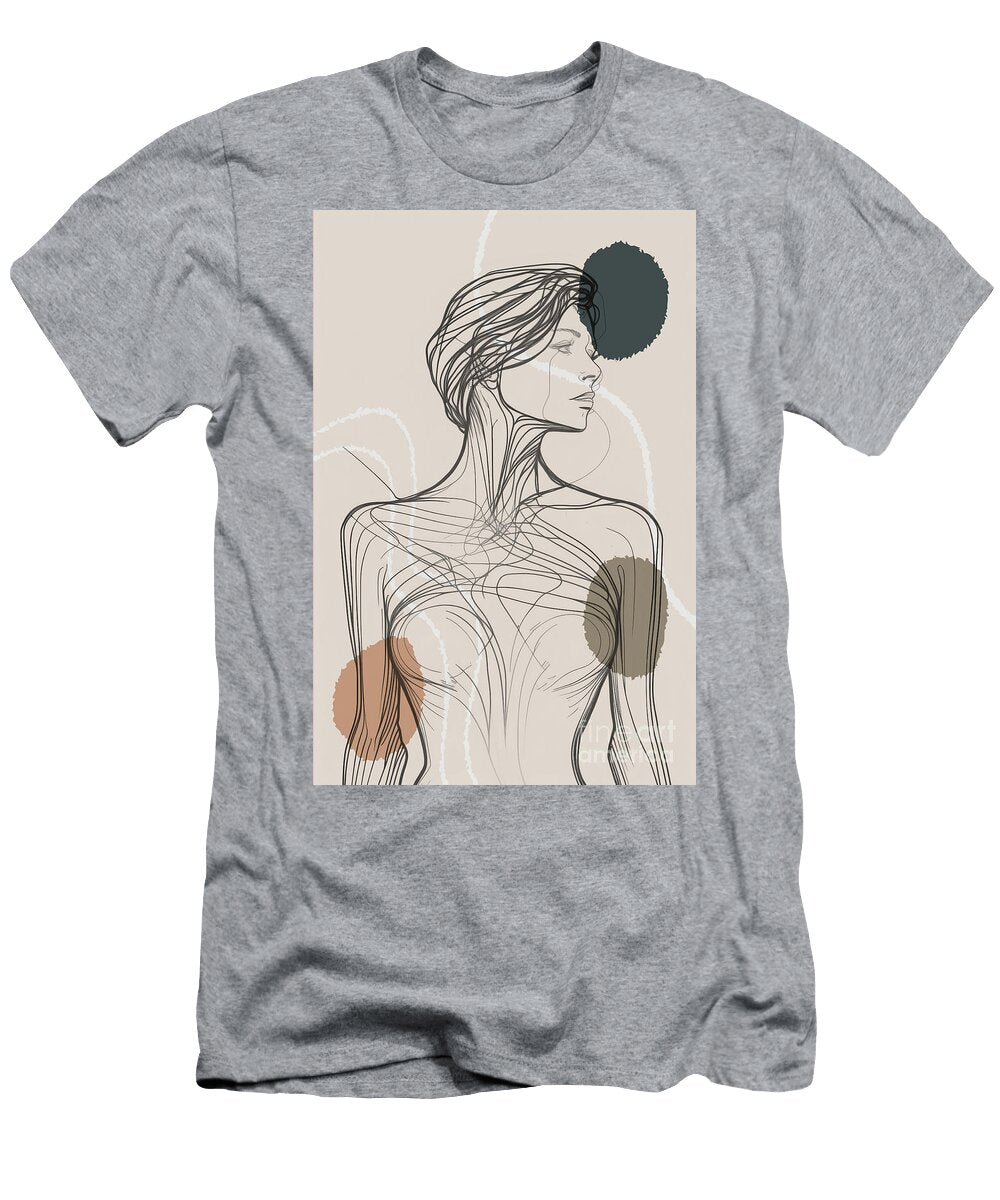 Abstract Womans Body Shape Wall Decor Art Print Poster Female One Line Silhouette Modern Art 02 Mounir Khalfouf T-Shirt