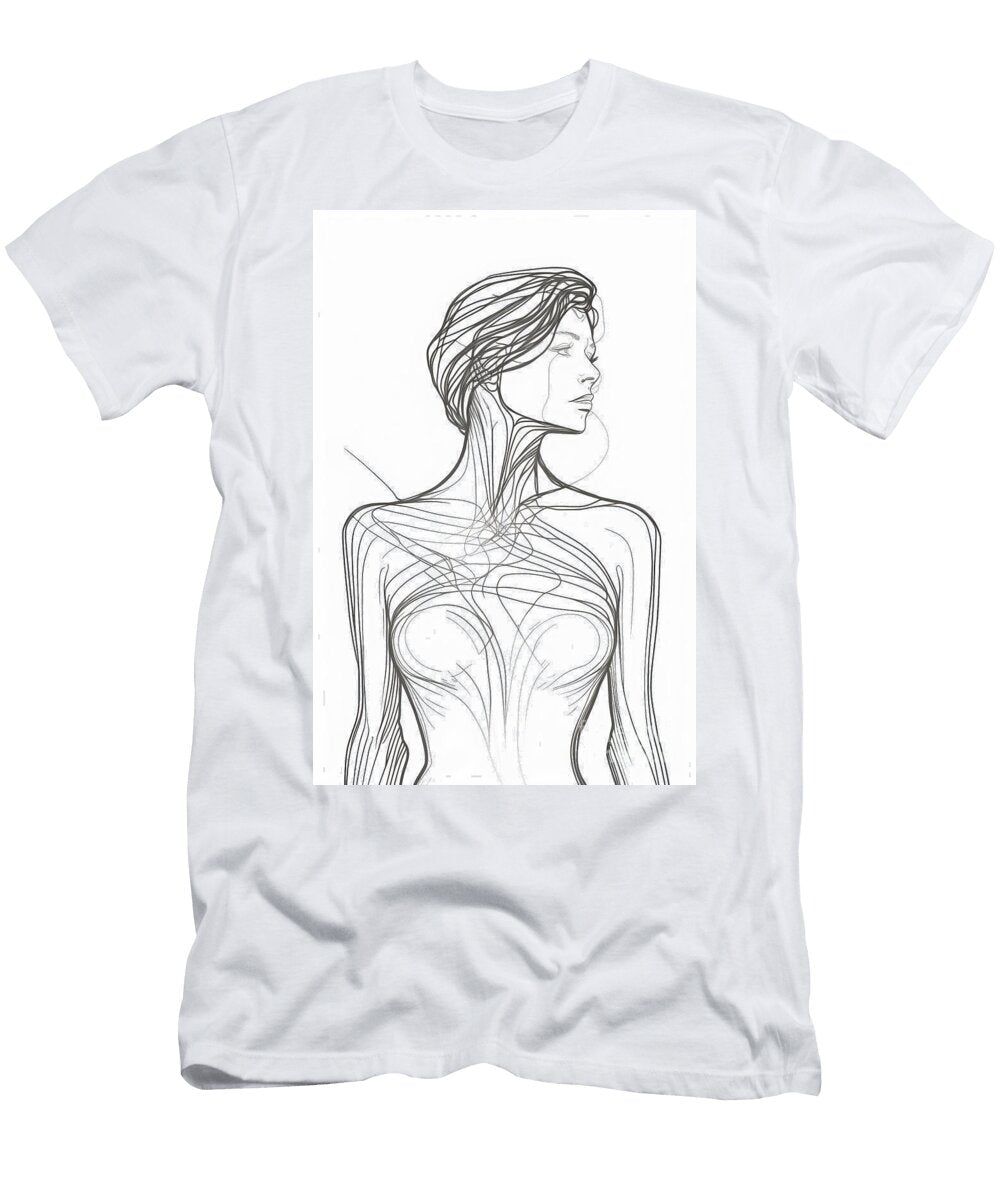 Abstract Womans Body Shape Wall Decor Art Print Poster Female One Line Silhouette Modern Art 03 Mounir Khalfouf T-Shirt