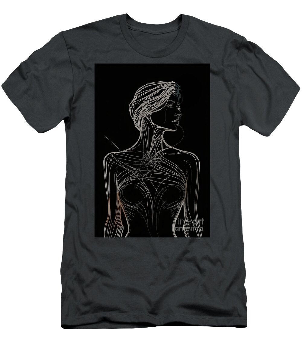 Abstract Womans Body Shape Wall Decor Art Print Poster Female One Line Silhouette Modern Art Mounir Khalfouf T-Shirt