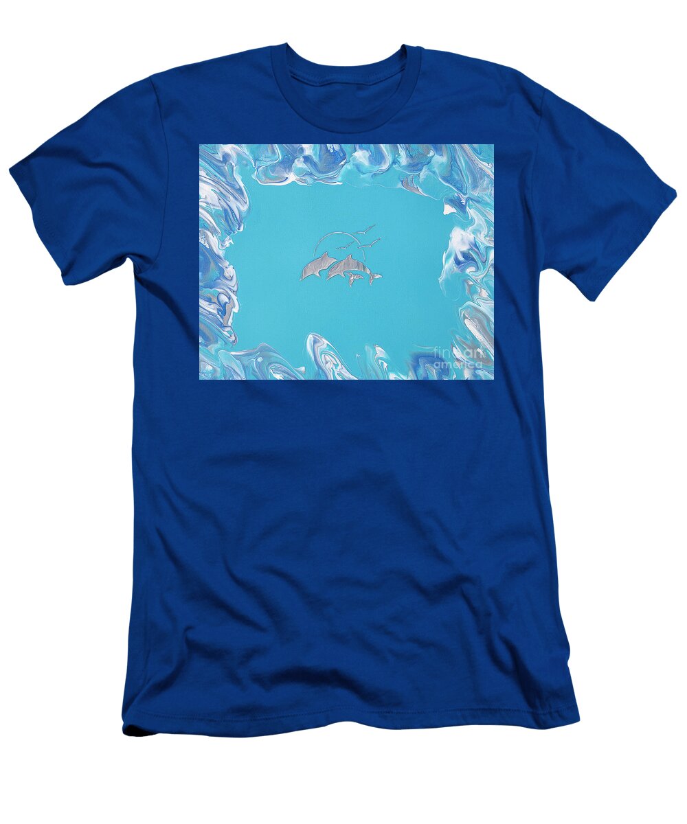 Acrylic Pour Dolphins Elisabeth Lucas T-Shirt