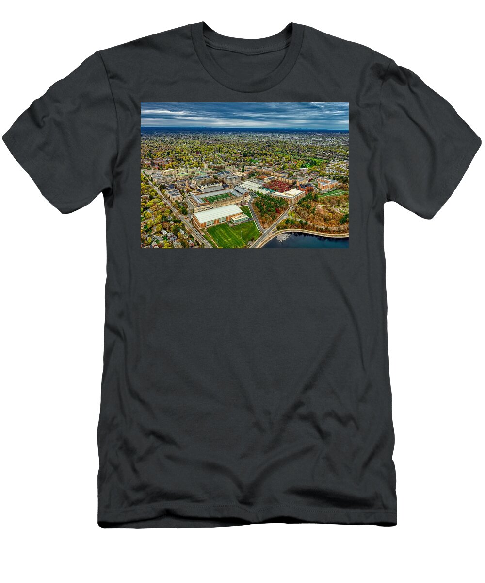 Aerial View of Boston College Campus Mountain Dreams T-Shirt