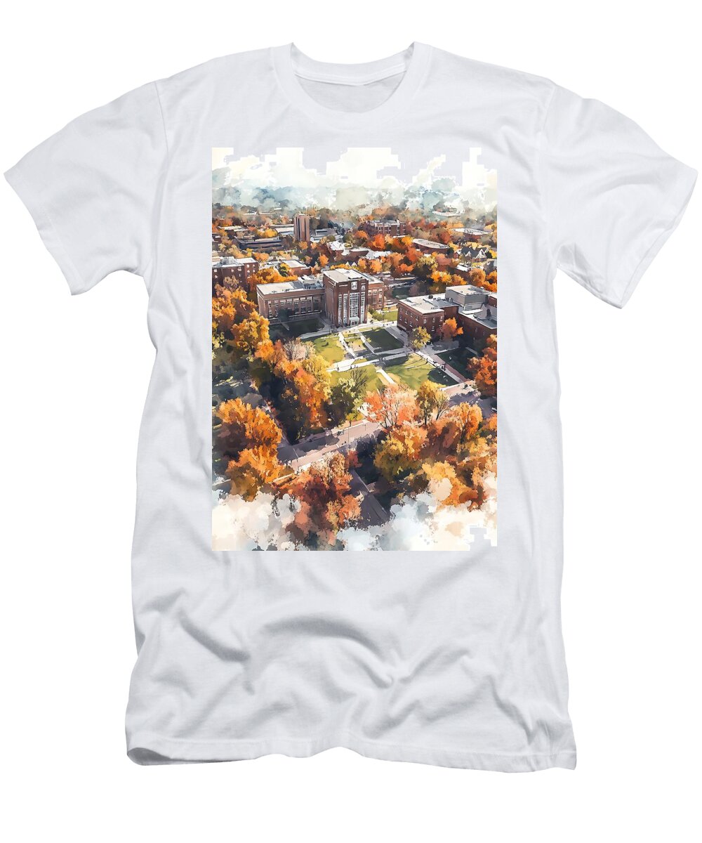 Aerial View of Michigan State University East Lansing Michigan USA Flora Brown T-Shirt