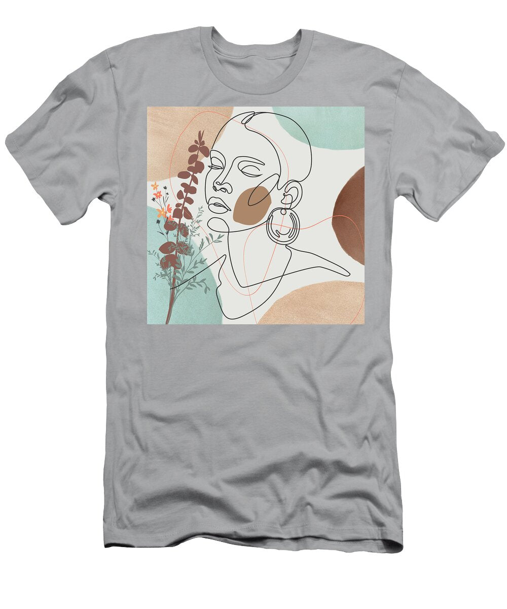 African American Woman Art Flower Head Woman Black Woman Black Woman Wall Art Botanical Art Mounir Khalfouf T-Shirt