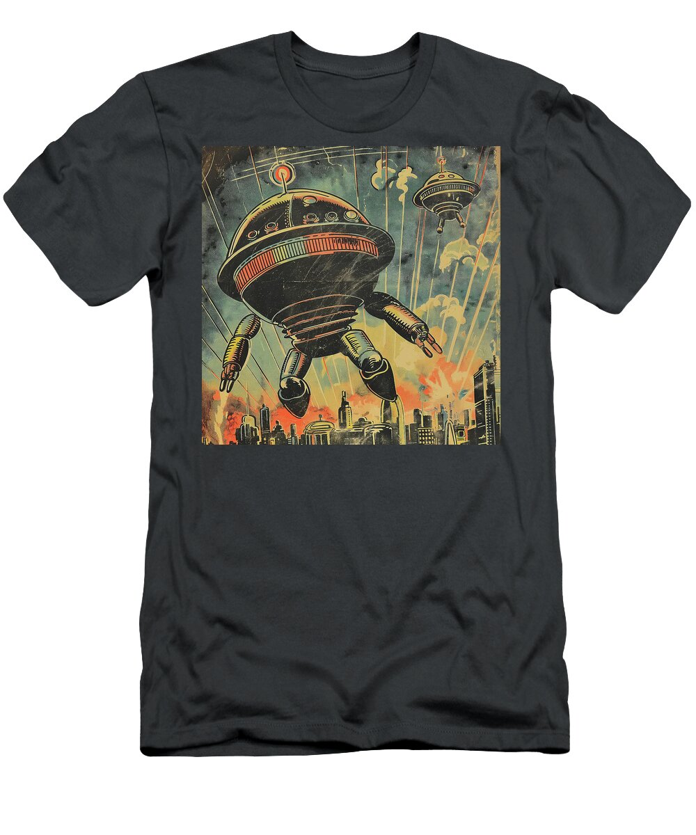 Alien Invasion From Mars Comic Book Panel 121 Mad Paperairplanes T-Shirt