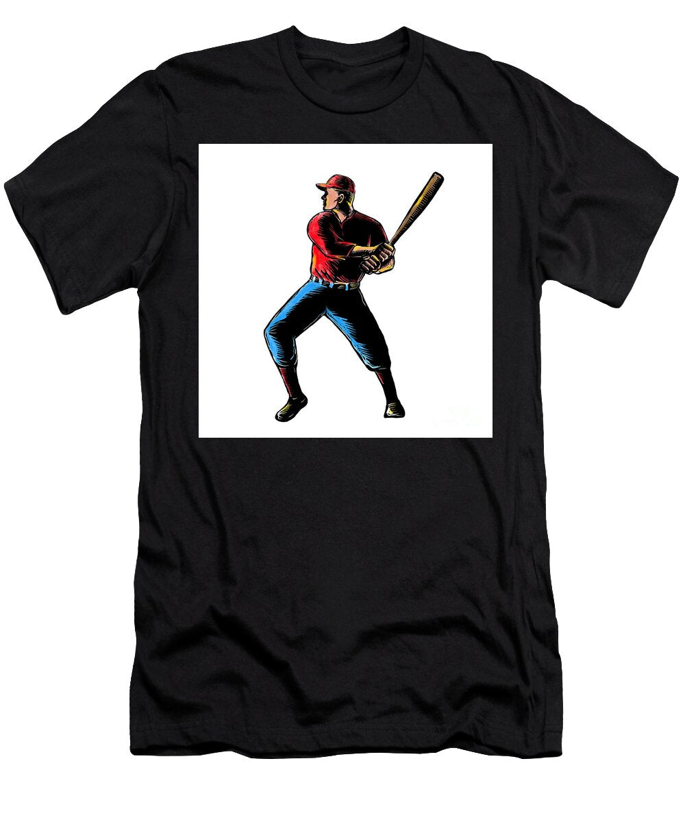 American Baseball Player Batting Scratchboard Aloysius Patrimonio T-Shirt